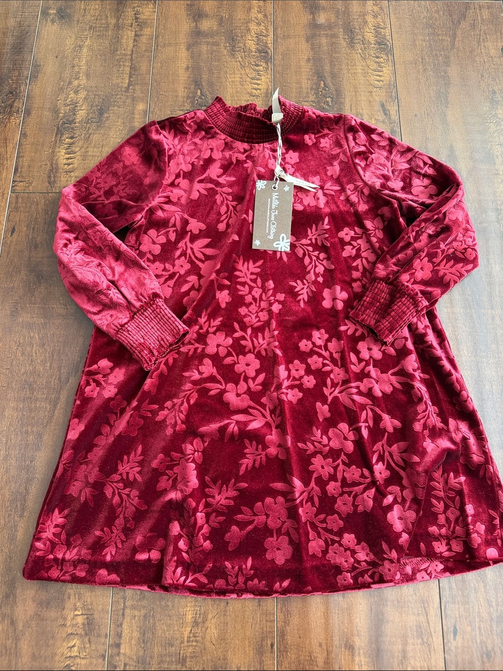 Matilda Jane Velvet Floral Dress in Burgundy